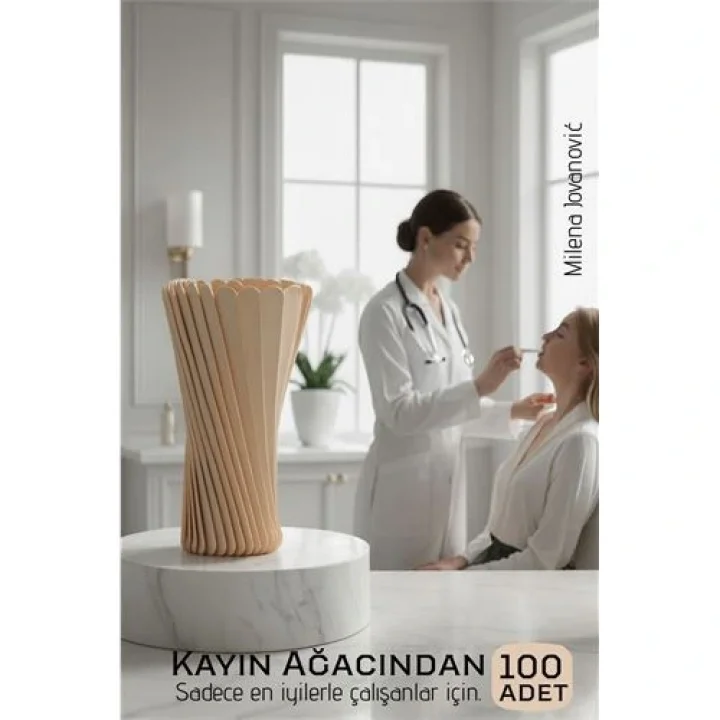 Mey İthalat® Steril Ahşap Abeslang Dil Çubuğu - 100 Adet | Profesyonel Klinik Tip, Pürüzsüz Dokulu  Dayanıklı