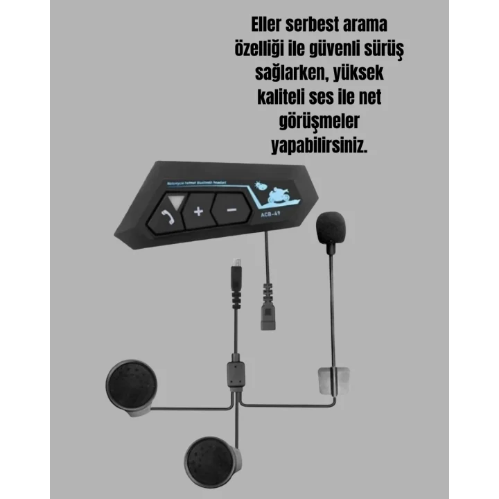 Mey İthalat® Su Geçirmez BT22 Bluetooth Kask Kulaklığı GPS ve Müzik Uyumlu