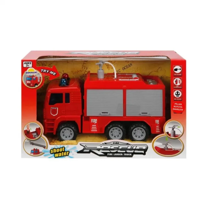 Mey İthalat®  Sesli ve Işıklı Su Fışkırtan İtfaiye Aracı 24 cm