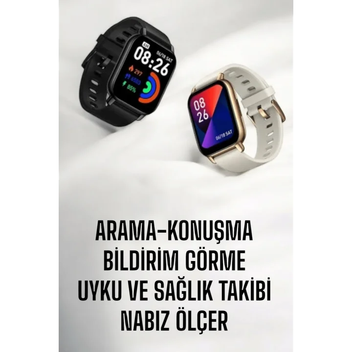 Mey İthalat® Suya Dayanıklı Bluetooth Akıllı Saat GPS, Adımsayar, Nabız & Sağlık Takibi