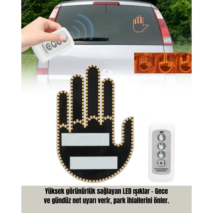 Mey İthalat® Suya Dayanıklı LED El Park Uyarı Cihazı Uzaktan Kumandalı 2025