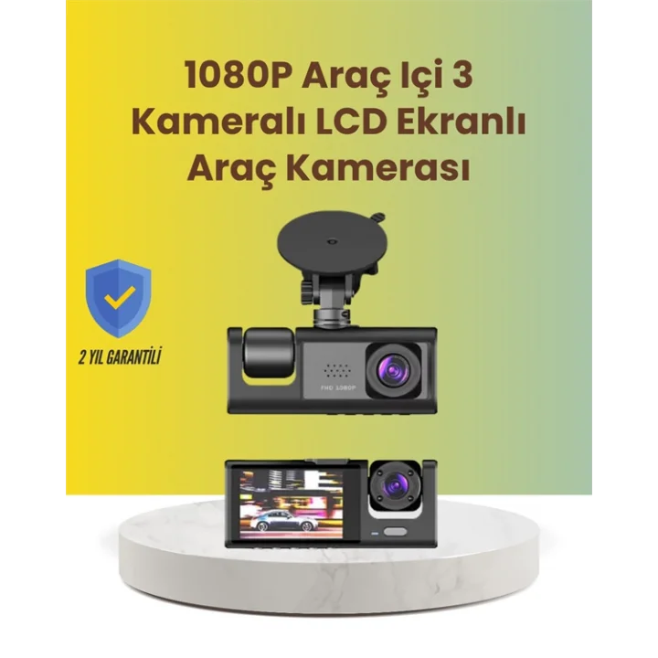 Mey İthalat® TA-01 2.0 İnç Ekranlı 3 Kanallı Araç Kamerası