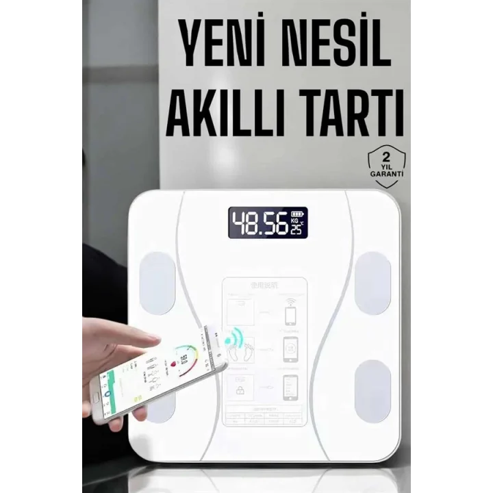 Mey İthalat® Tartı Baskül Dijital Elektronik Tartı Vücut Analiz Wifi Akıllı Yağ Ölçer