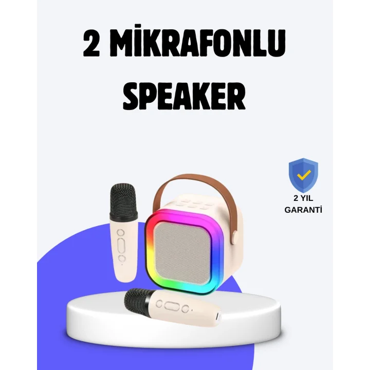 Mey İthalat® Taşınabilir Bluetooth Karaoke Hoparlör – 2400 mAh Batarya
