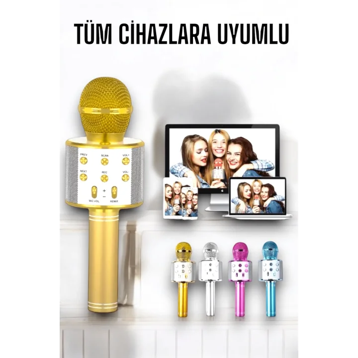 Mey İthalat® Taşınabilir Bluetooth Karaoke Mikrofon: Hafıza Kart Girişli, Etkileyici Performans