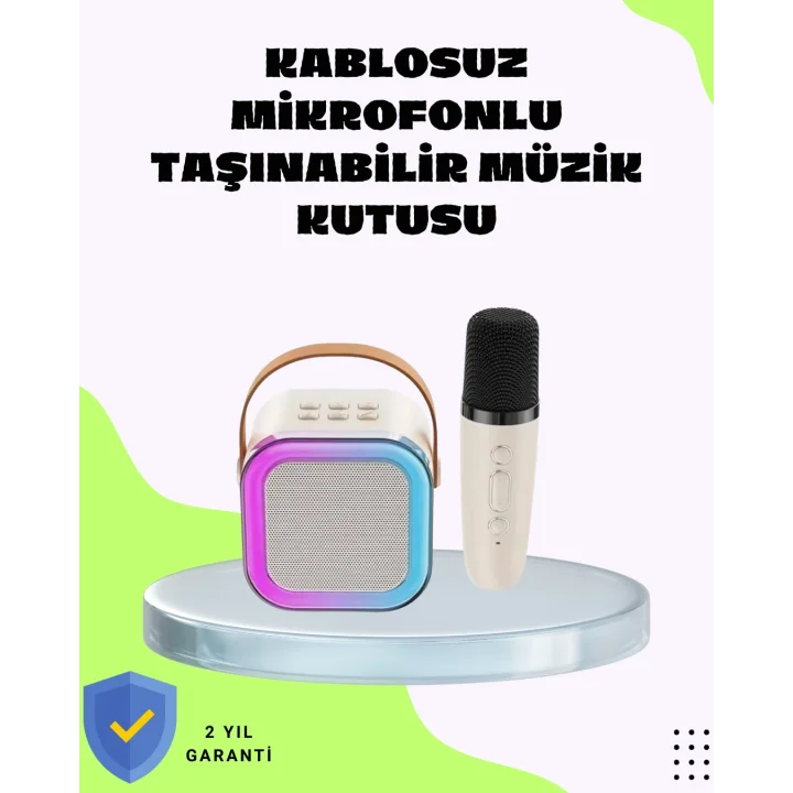 Mey İthalat® Taşınabilir Karaoke Mikrofon Seti Bluetooth Hoparlörlü