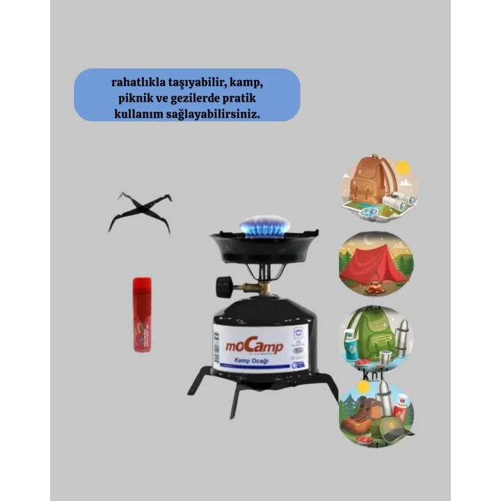 Mey İthalat® Taşınabilir Metal Gövdeli Kamp Ocağı Seti