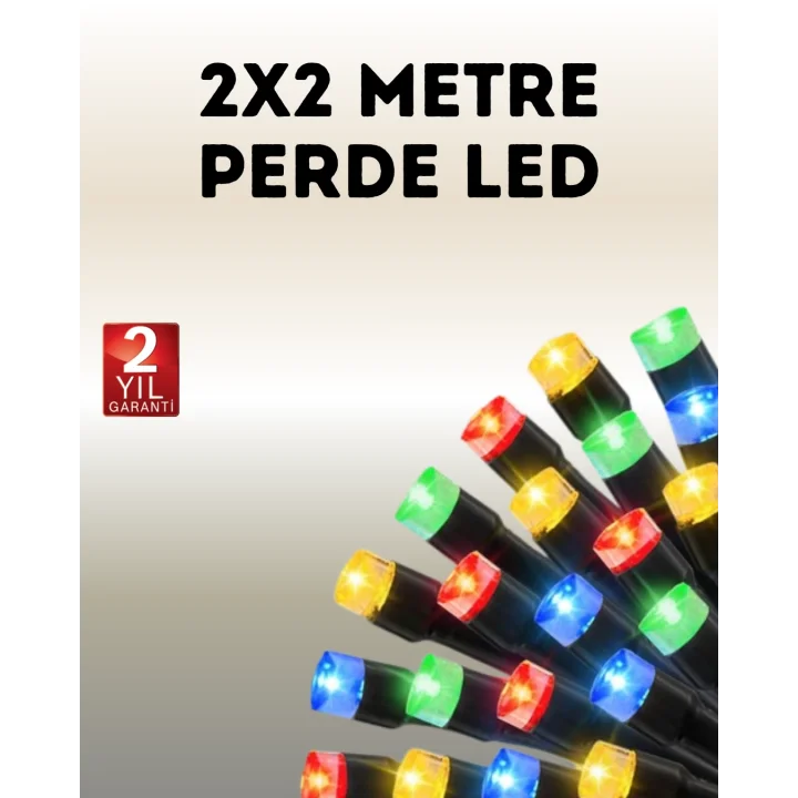Mey İthalat® Taşınabilir Pil İle Çalışan LED Işık – 2x2 Metre Perde Modeli