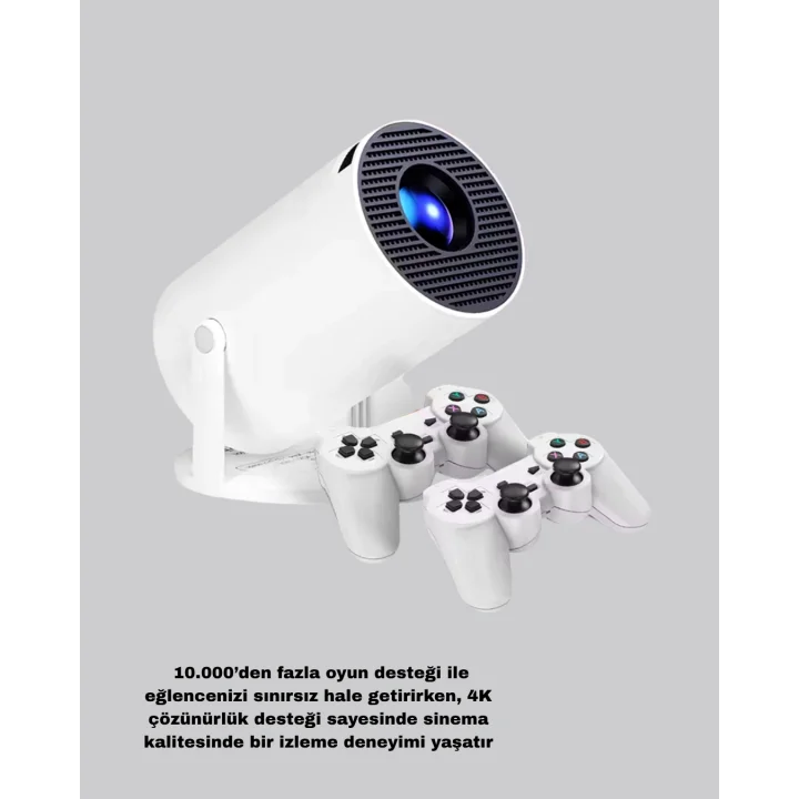 Mey İthalat® Taşınabilir Projeksiyon Cihazı 4K Destekli Wi-Fi Kablosuz Ekran Yansıtma