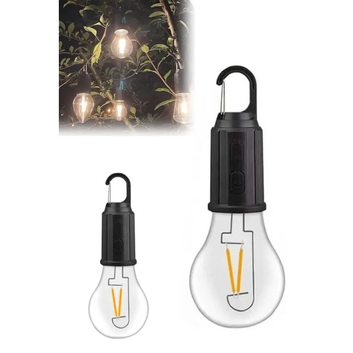 Mey İthalat® Taşınabilir Şarjlı Led Ampul Askılı Lamba Kamp Bahçe Lambası