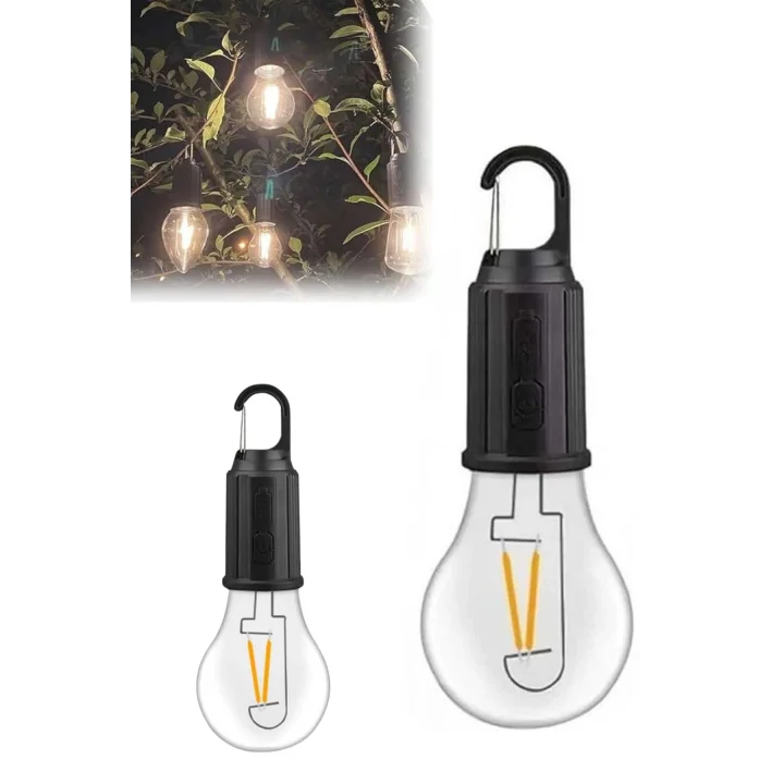 Mey İthalat® Taşınabilir Şarjlı Led Ampul Askılı Lamba Kamp Bahçe Lambası