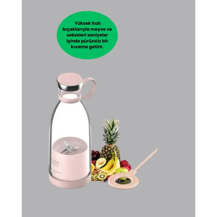 Mey İthalat® Taşınabilir USB Şarjlı Taze Meyve Suyu Blender