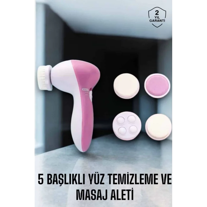 Mey İthalat® Taşınabilir Yüz Temizleme Cihazı Masaj, Peeling, Temizlik 5 Başlıklı