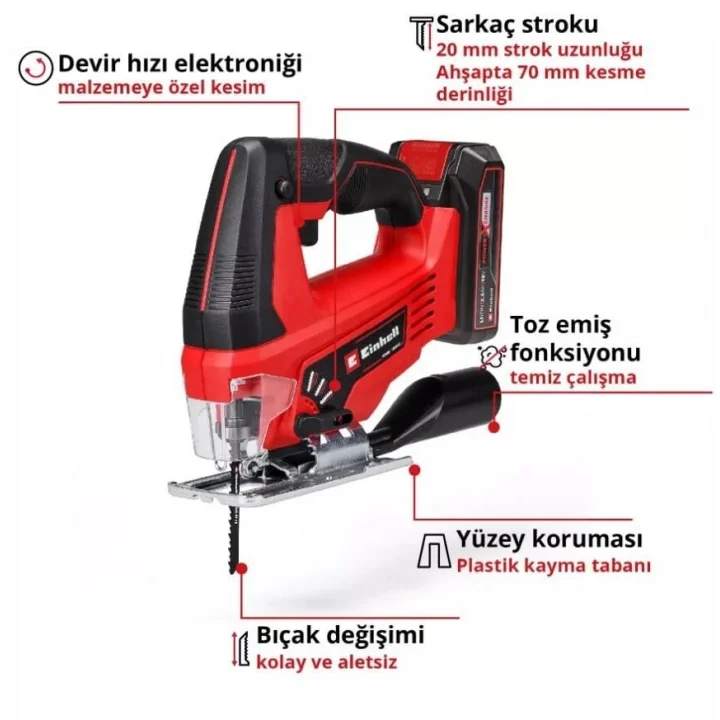 Mey İthalat®  TC JS 18/70 Akülü Dekupaj Testere 2,5 Ah Tek Akülü