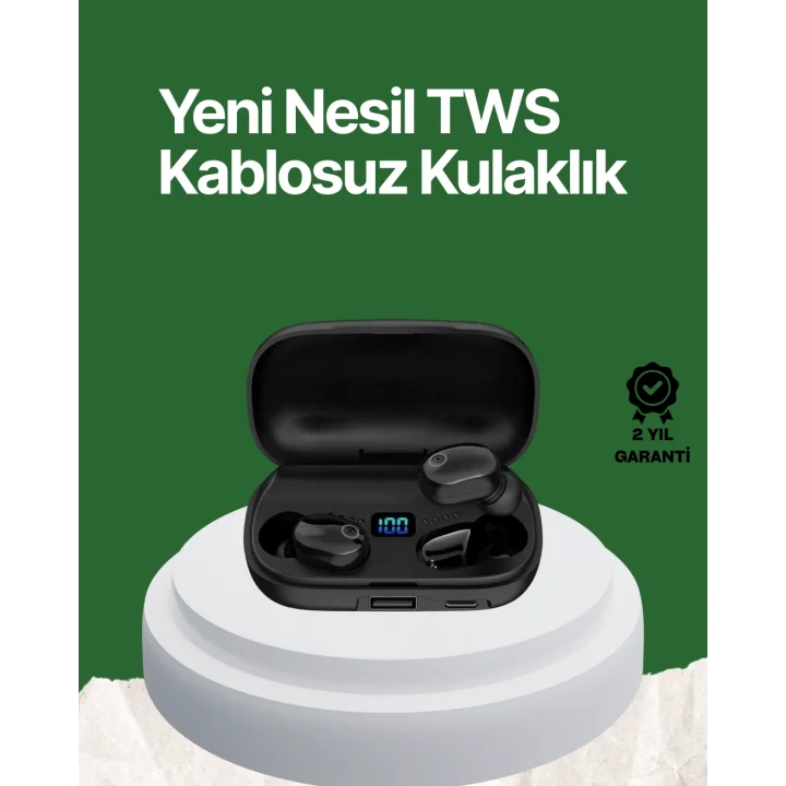 Mey İthalat® Telefon Şarj Destekli 1800 mAh A10s TWS Kablosuz Kulak İçi Kulaklık