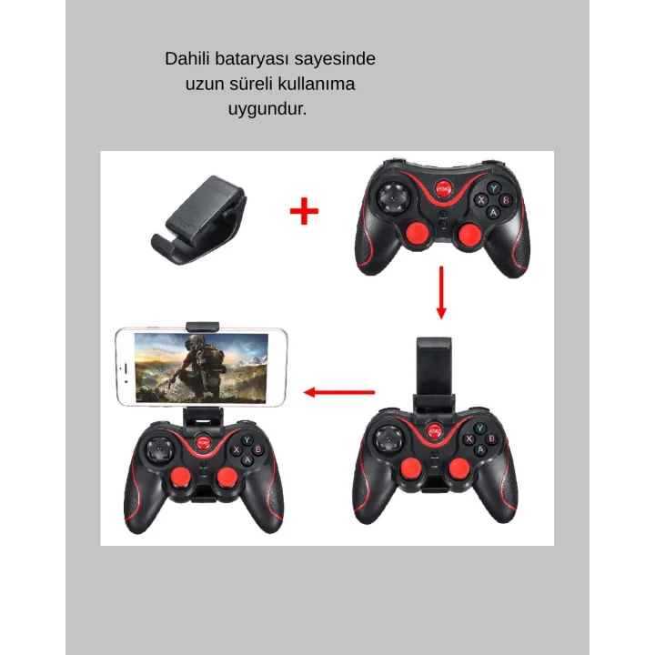 Mey İthalat® Telefon, Tablet ve PC İçin Çok Fonksiyonlu Bluetooth Gamepad