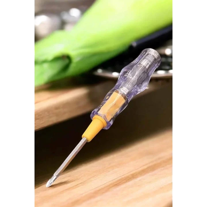 Mey İthalat® Test Cihazı Kontrol Kalemi Çift Başlıklı Şeffaf Elektrik Testi