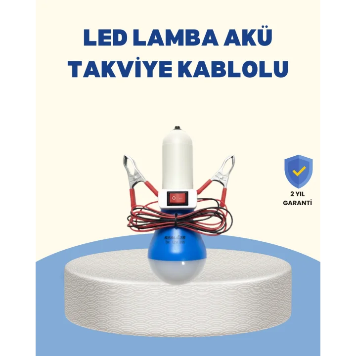 Mey İthalat® Timsah Kıskaçlı 12V LED Ampul Kamp ve Acil Durum Lambası