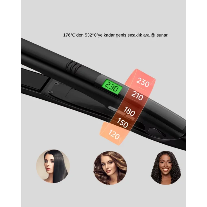 Mey İthalat® Titanyum Kaplamalı Saç Düzleştirici – Nem Koruma Sensörü