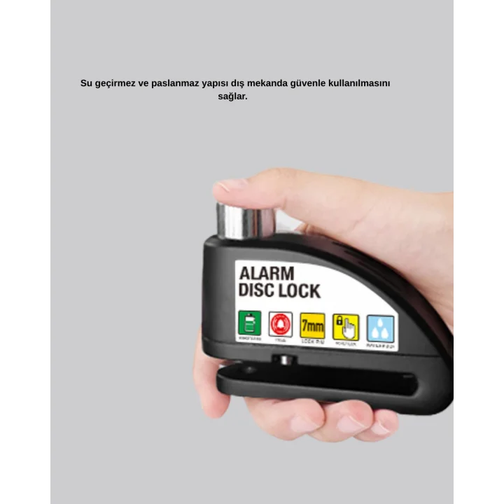 Mey İthalat® Titreşim Sensörlü Alarmlı Motosiklet Disk Kilidi 14mm Çelik Çift Kilitleme