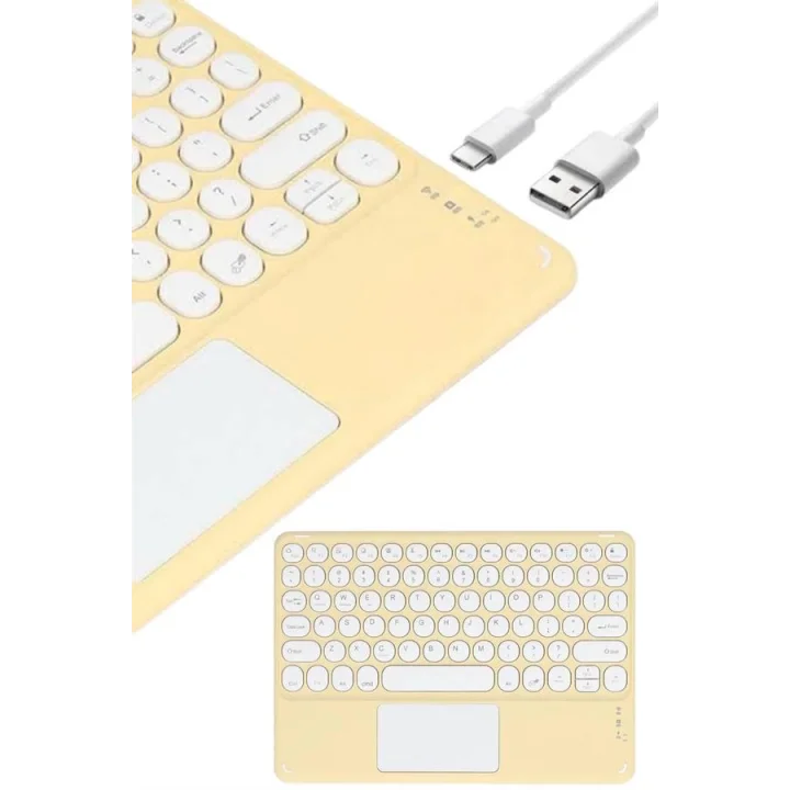 Mey İthalat® Touchpad Uyumlu Bluetooth Klavye Slim Kablosuz Wifi Q Klavye