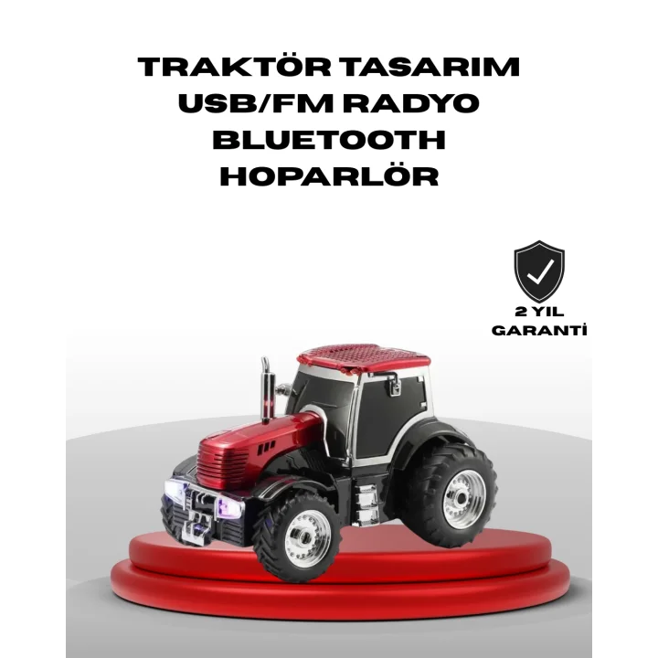 Mey İthalat® Traktör Tasarımlı Bluetooth Hoparlör USB TF AUX FM Radyo
