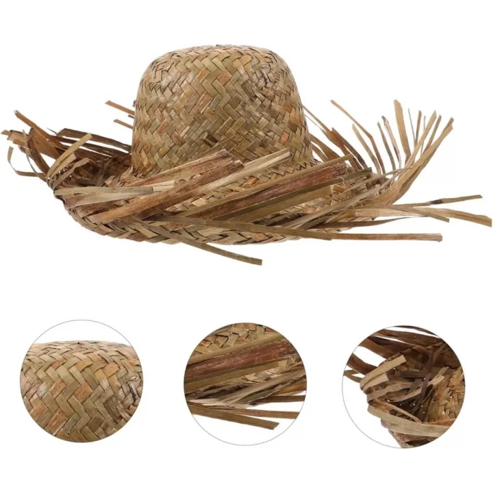 Mey İthalat® Tropikal Parti Naturel Hasır Hawaii Şapkası 13x36 cm