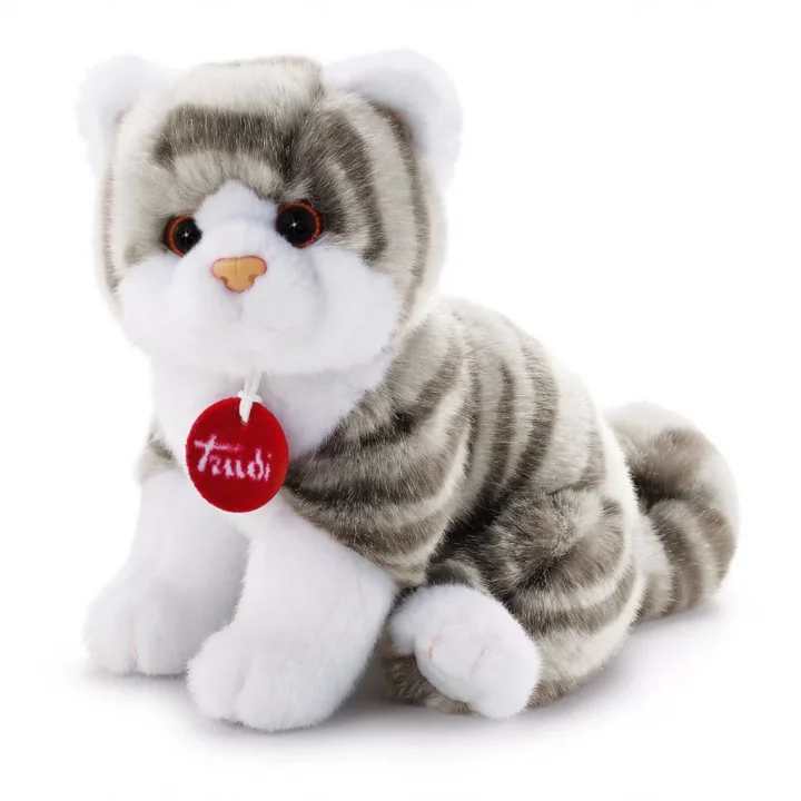 Mey İthalat® Brad Peluş Beyaz Gri Kedi 20 cm