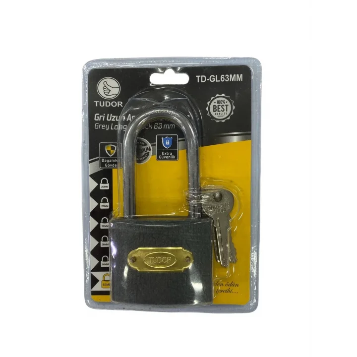 Mey İthalat® Tudor 63 mm Uzun Gri Asma Kilit