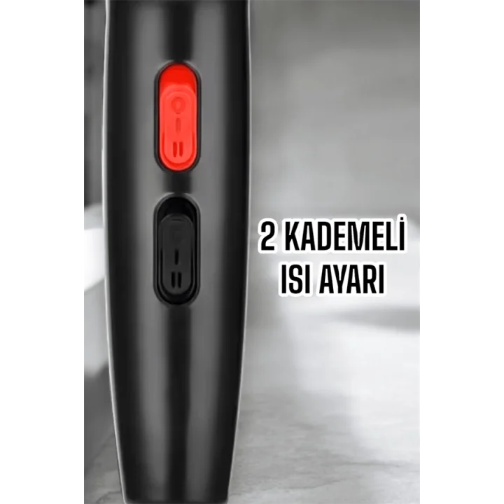 Mey İthalat® Tüm Saç Tiplerine Uygun, İki Kademeli Hız Ayarlı Fön Makinesi