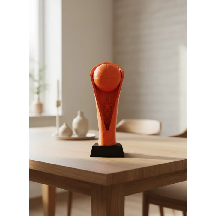 Mey İthalat® Turuncu Kupa 23cm Basketbol Temalı Dekoratif Ödül Biblosu