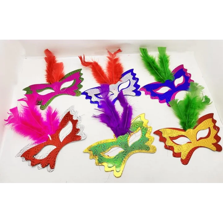 Mey İthalat® Tüylü Kağıt Parti Venedik Balo After Maskesi 6 Adet