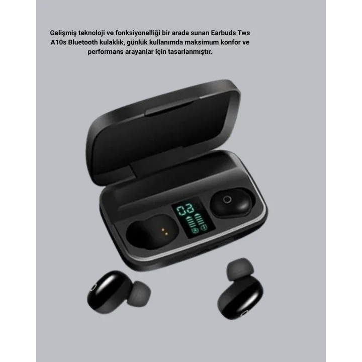 Mey İthalat® TWS Bluetooth Kulaklık 1800mAh Şarj Kutulu Dijital Ekranlı