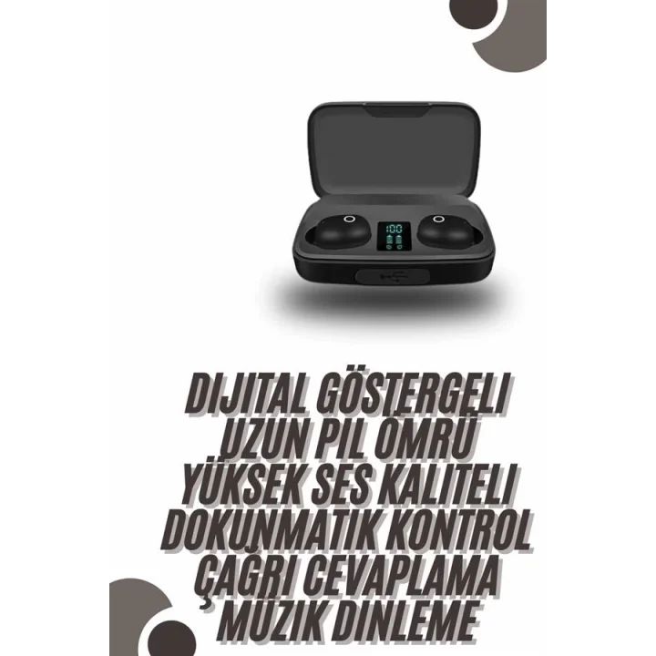 Mey İthalat® TWS Bluetooth Kulaklık 5.0 Bluetooth Bağlantılı Dokunmatik Kontrol Özelliği