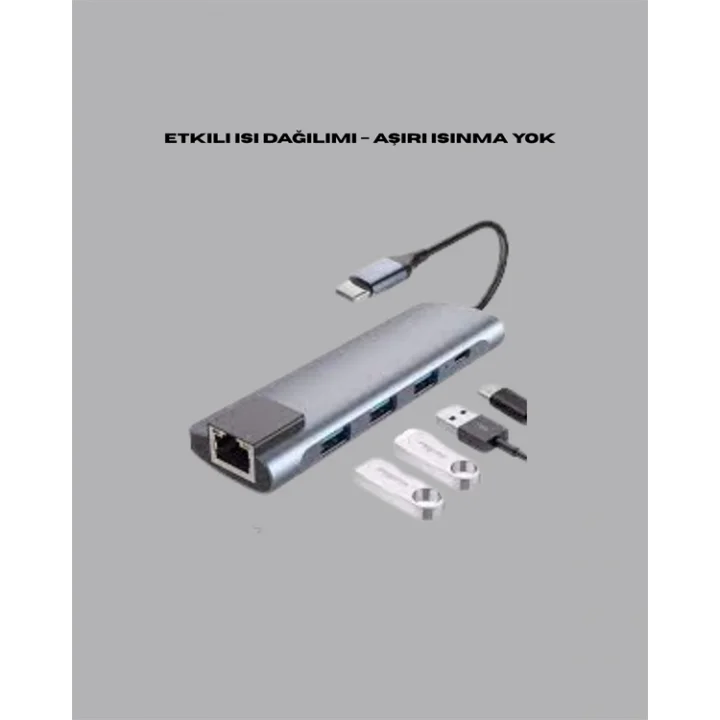 Mey İthalat® Type‑C Dönüştürücü – 2×USB3.0, SD/MS, 4K HDMI & RJ45 ile Profesyonel Kullanım