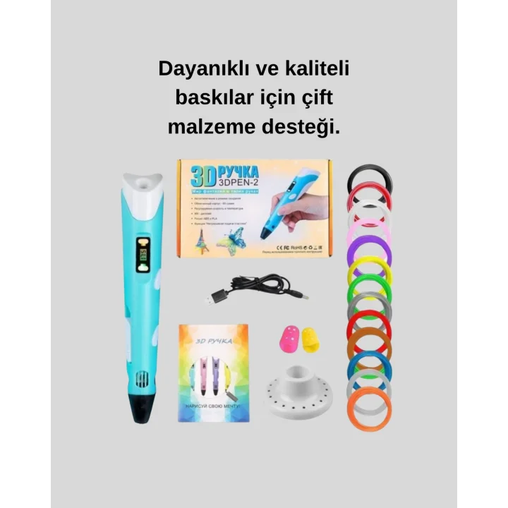 Mey İthalat® Üç Boyutlu 3D Yazıcı Kalem ABS ve PLA Uyumlu