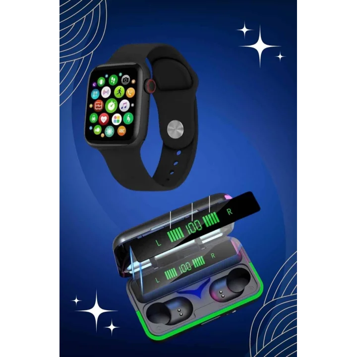 Mey İthalat® Ucuz ve Kaliteli Kulaklıklı Saat Seti Bluetooth Bağlantılı Akıllı Saat ve Kulaklık