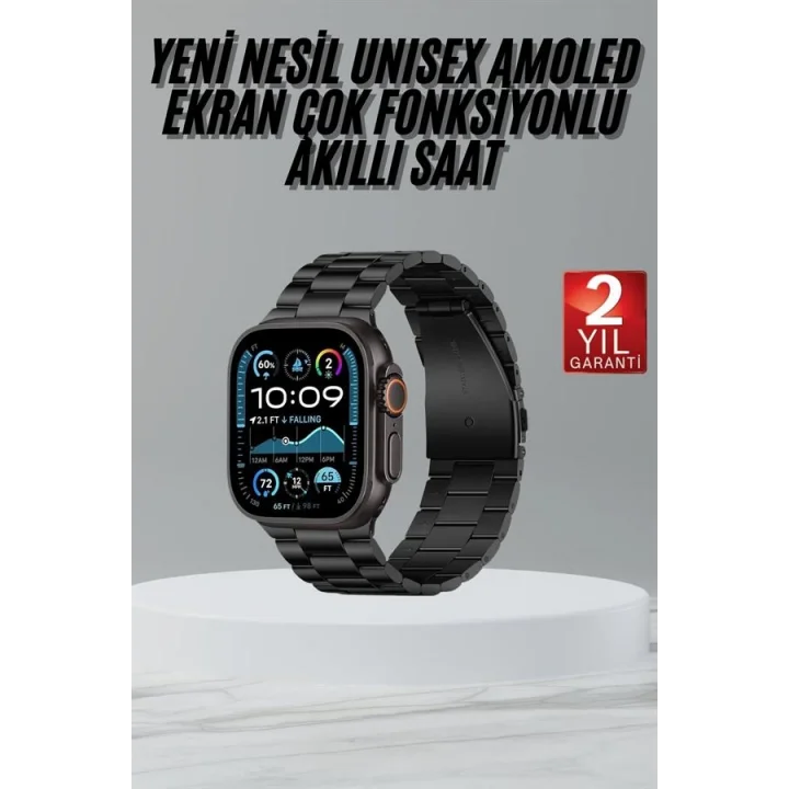 Mey İthalat® Ultra 3 Kordonlu Amoled Ekran Akıllı Saat Çok Fonksiyonlu Uyku ve Sağlık Takibi