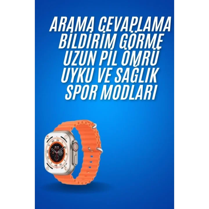 Mey İthalat® Ultra Akıllı Saat 49 Mm Çift Kordonlu Arama Cevaplama Bluetooth Bağlantılı