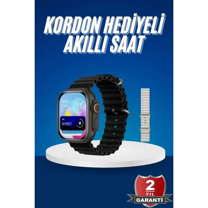Mey İthalat® Ultra Akıllı Saat 49 Mm Çift Kordonlu Arama Cevaplama Bluetooth Bağlantılı