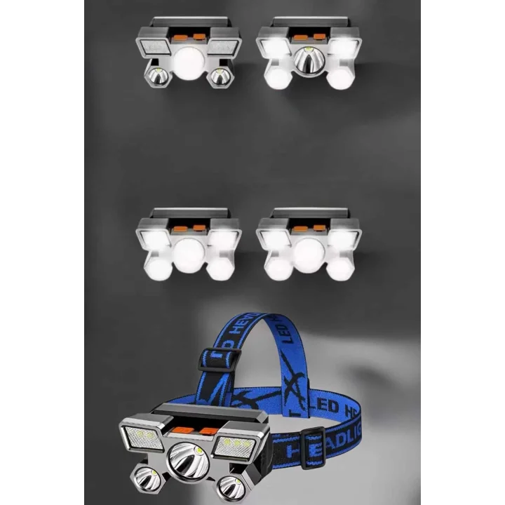 Mey İthalat® Ultra Güçlü Led Işık Şarjlı Kafa Lambası Balıkçı Lambası Kafa Feneri