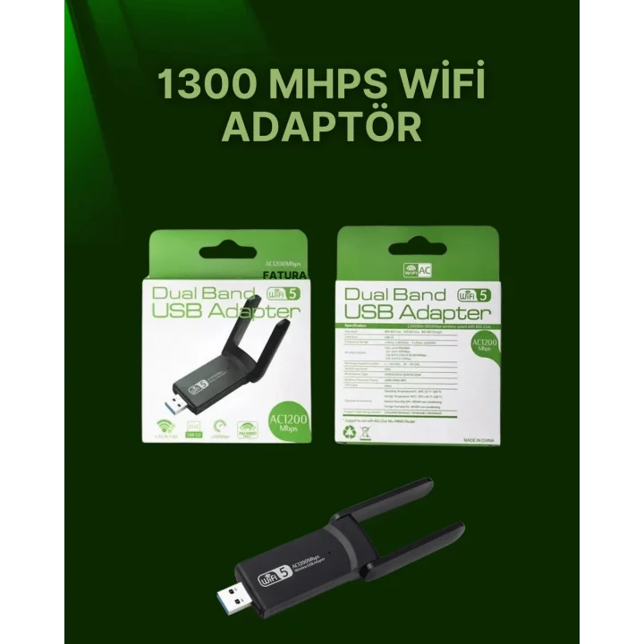Mey İthalat® USB 3.0 Wireless Adaptör – 2.4GHz & 5GHz Destekli