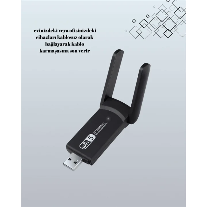 Mey İthalat® USB 3.0 Wireless Adaptör – 2.4GHz & 5GHz Destekli