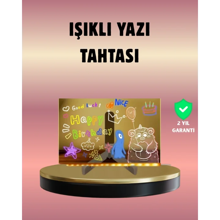 Mey İthalat® USB Bağlantılı LED Akrilik Çizim ve Not Tahtası