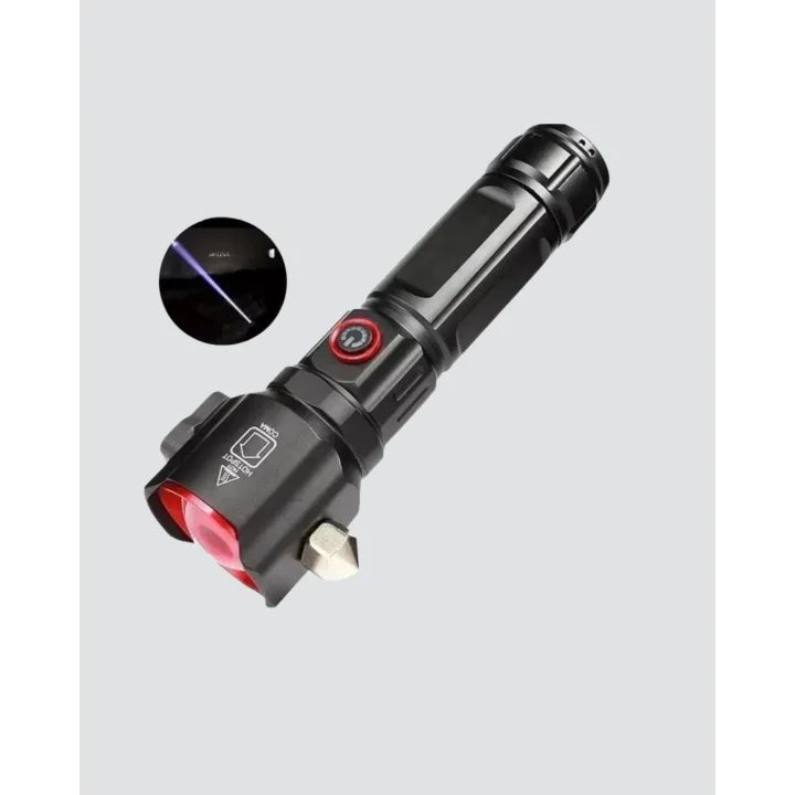 Mey İthalat® USB Şarjlı Çok Amaçlı El Feneri Çekiçli Pusulalı