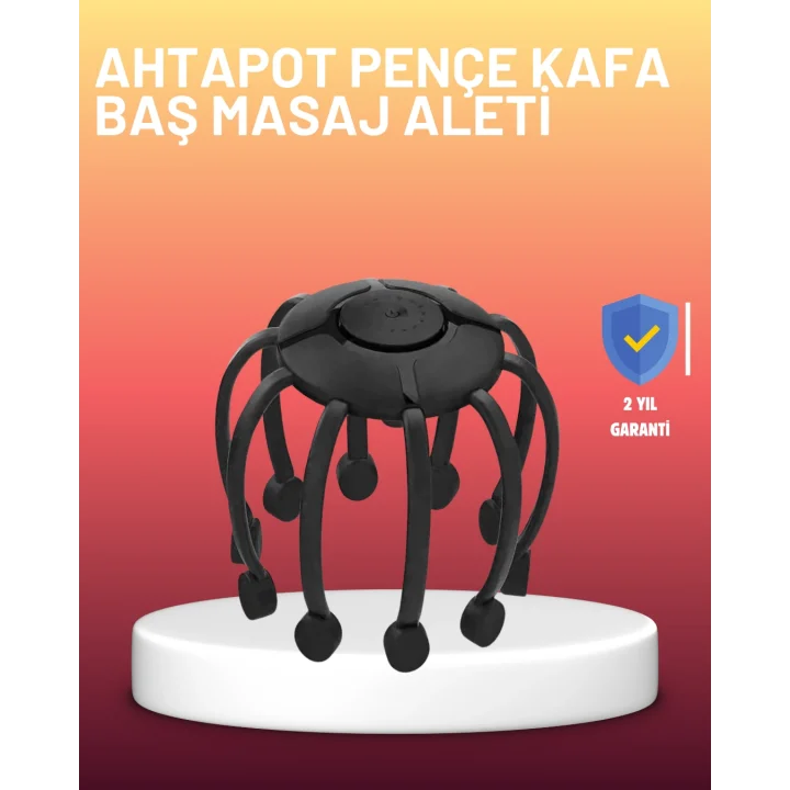Mey İthalat® USB Şarjlı Kafa Masaj Aleti 3 Modlu 8 Başlıklı Stres Giderici
