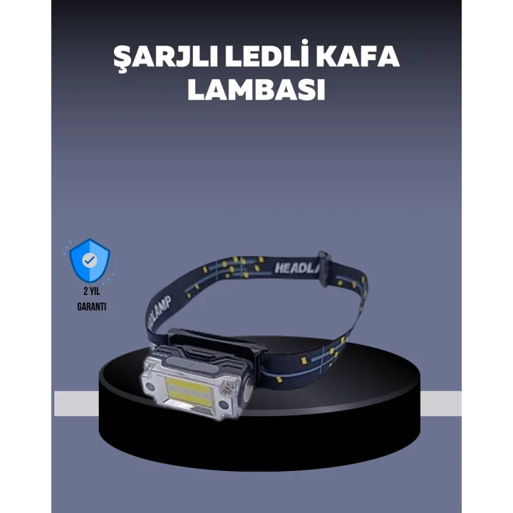 Mey İthalat® USB Şarjlı Mini LED KAFA Feneri 50m Odak 150m Geniş Aydınlatm