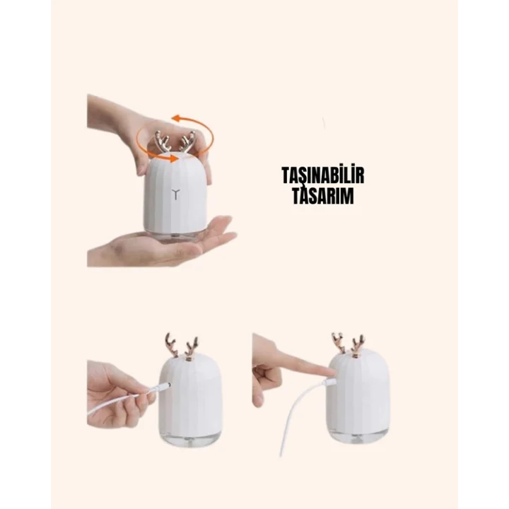 Mey İthalat® USB Şarjlı Mini USB Nemlendirici LED Işıklı Masaüstü Cihaz