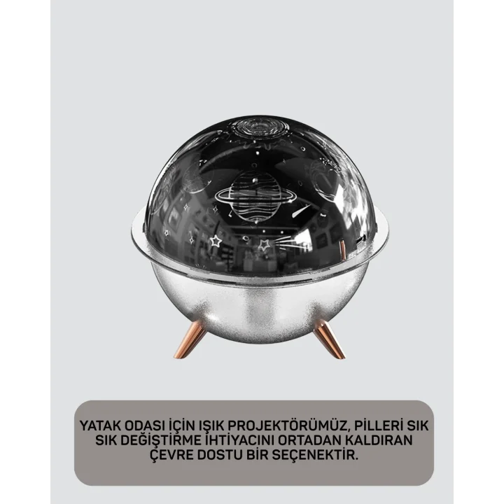 Mey İthalat® USB Şarjlı Uzay Temalı Işık Projektörü Hava Nemlendirici