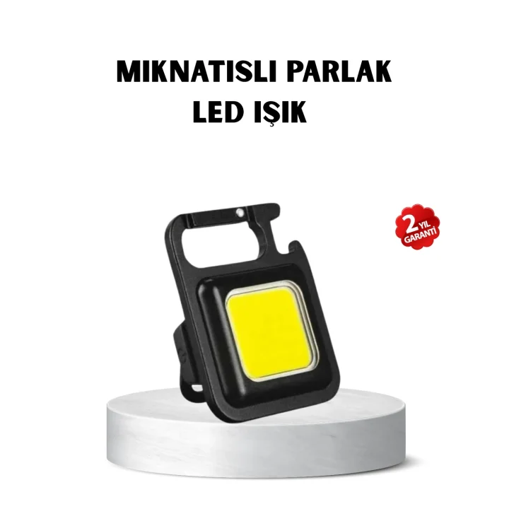 Mey İthalat® USB Type-C Şarjlı Mini Fener – Manyetik, Katlanabilir ve Şişe Açacaklı Tasarım